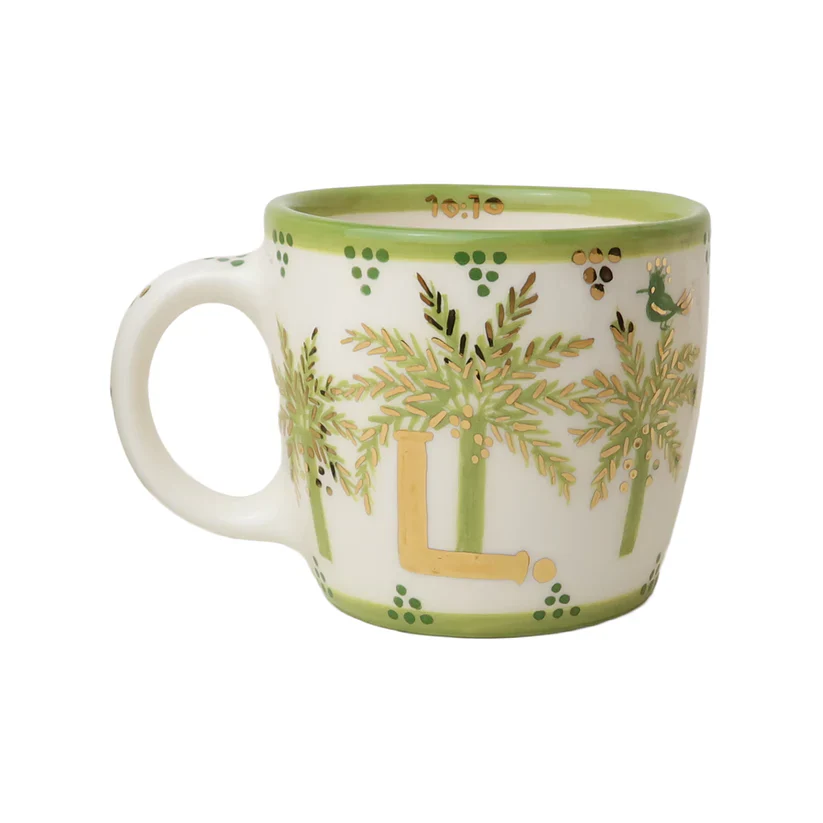 L Alphabet Palm Tree Ceramic Mug
