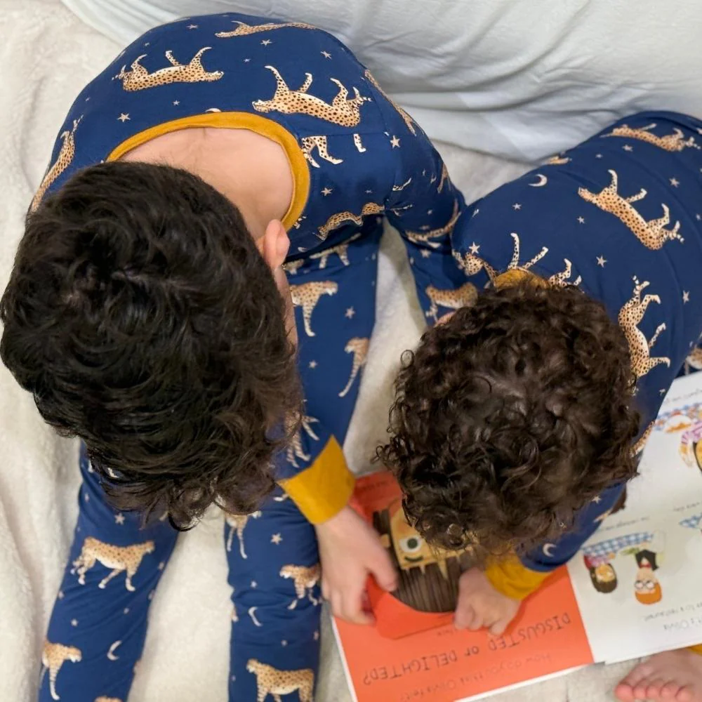 Leopard Pajama | Navy Blue - Orange Mustard - Image 2