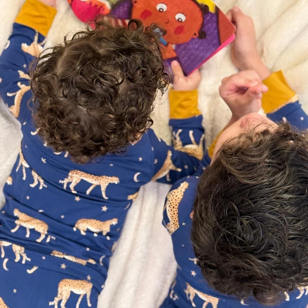 Leopard Pajama | Navy Blue - Orange Mustard - Image 3