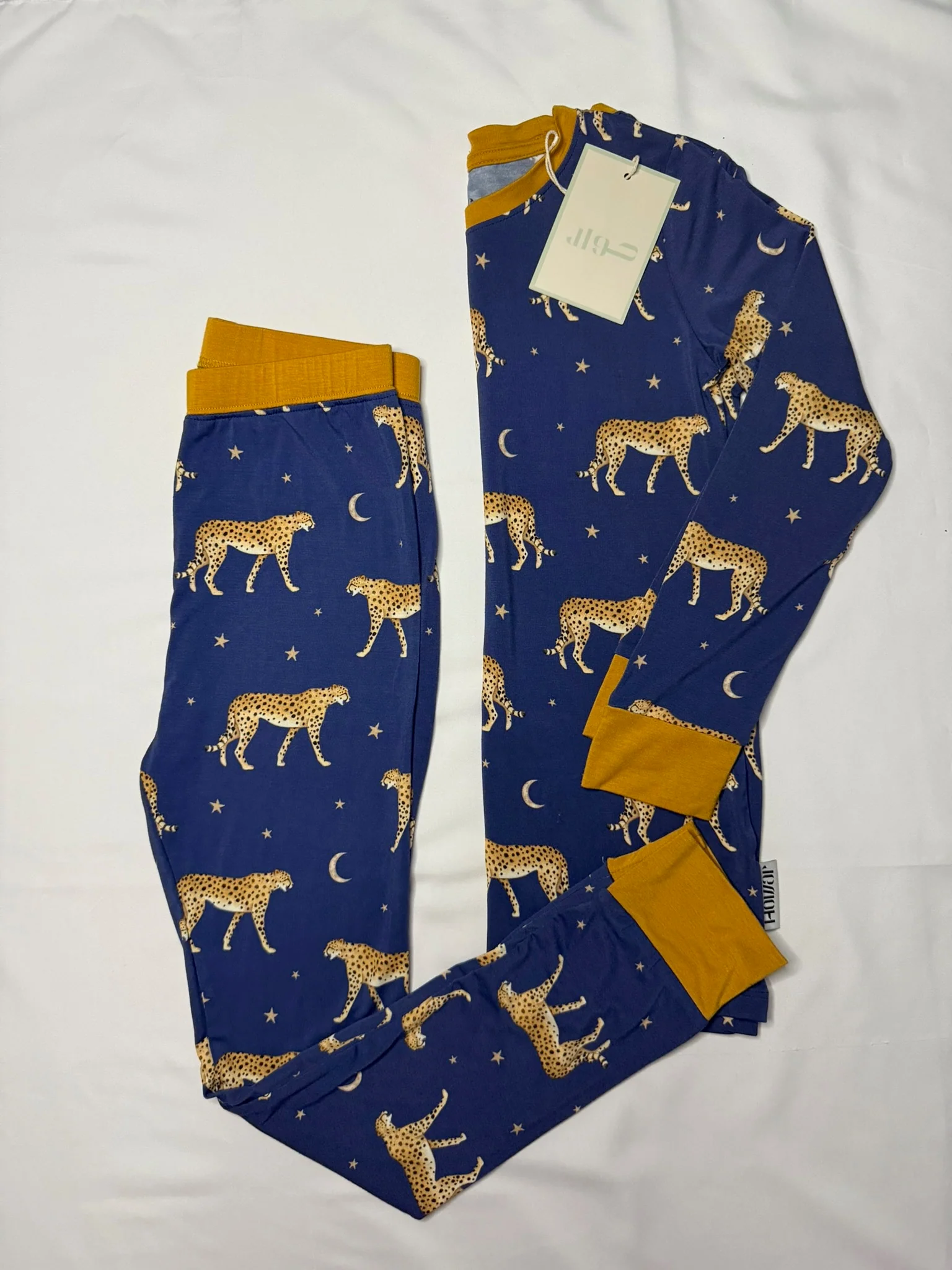 Leopard Pajama | Navy Blue - Orange Mustard - Image 5