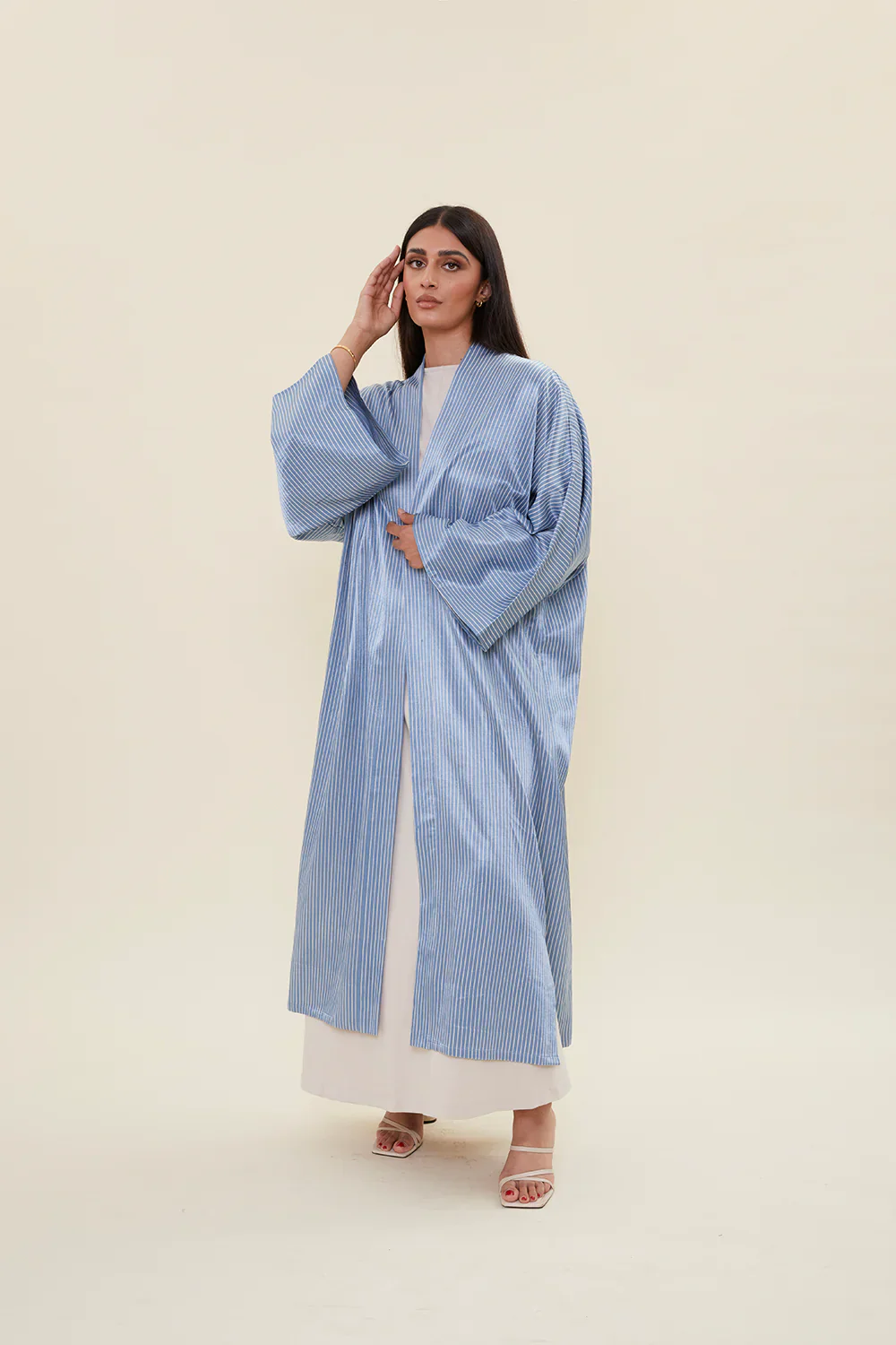 Light Blue Lagoon Kimono Abaya - Image 3