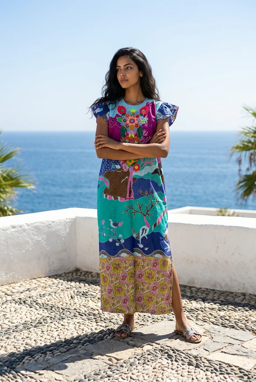 Lina Batik Long Dress | Blue
