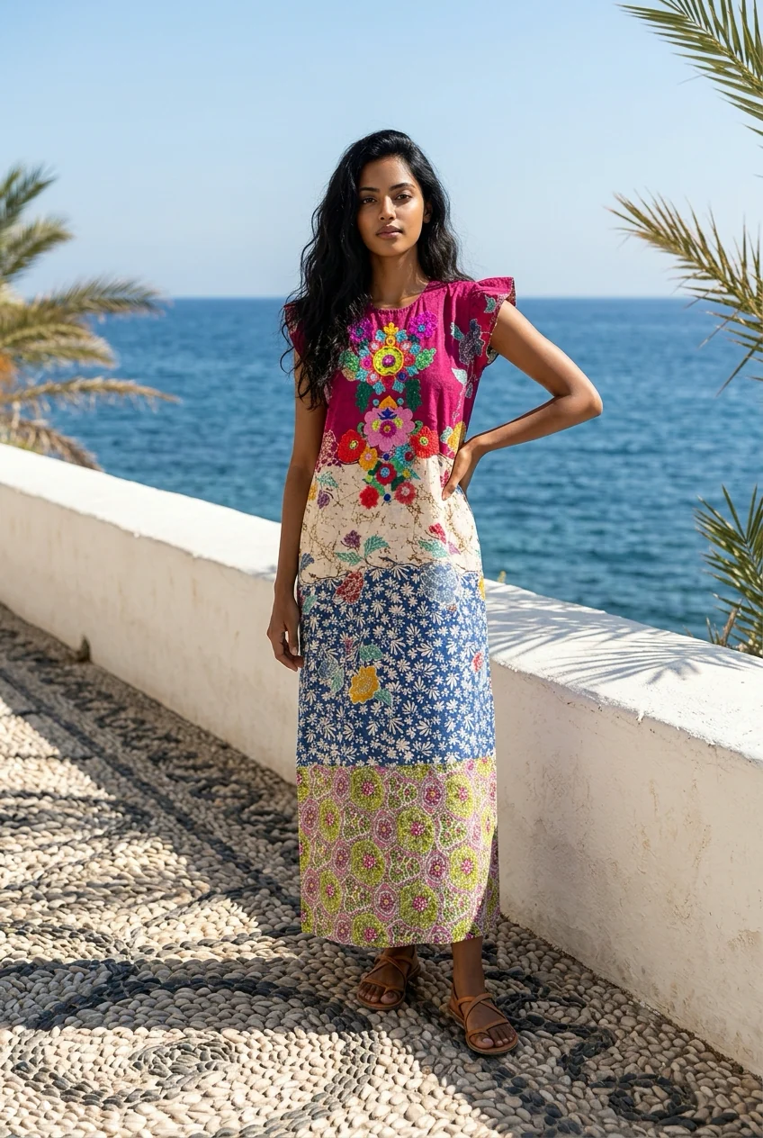 Lina Batik Long Dress | Fuchsia
