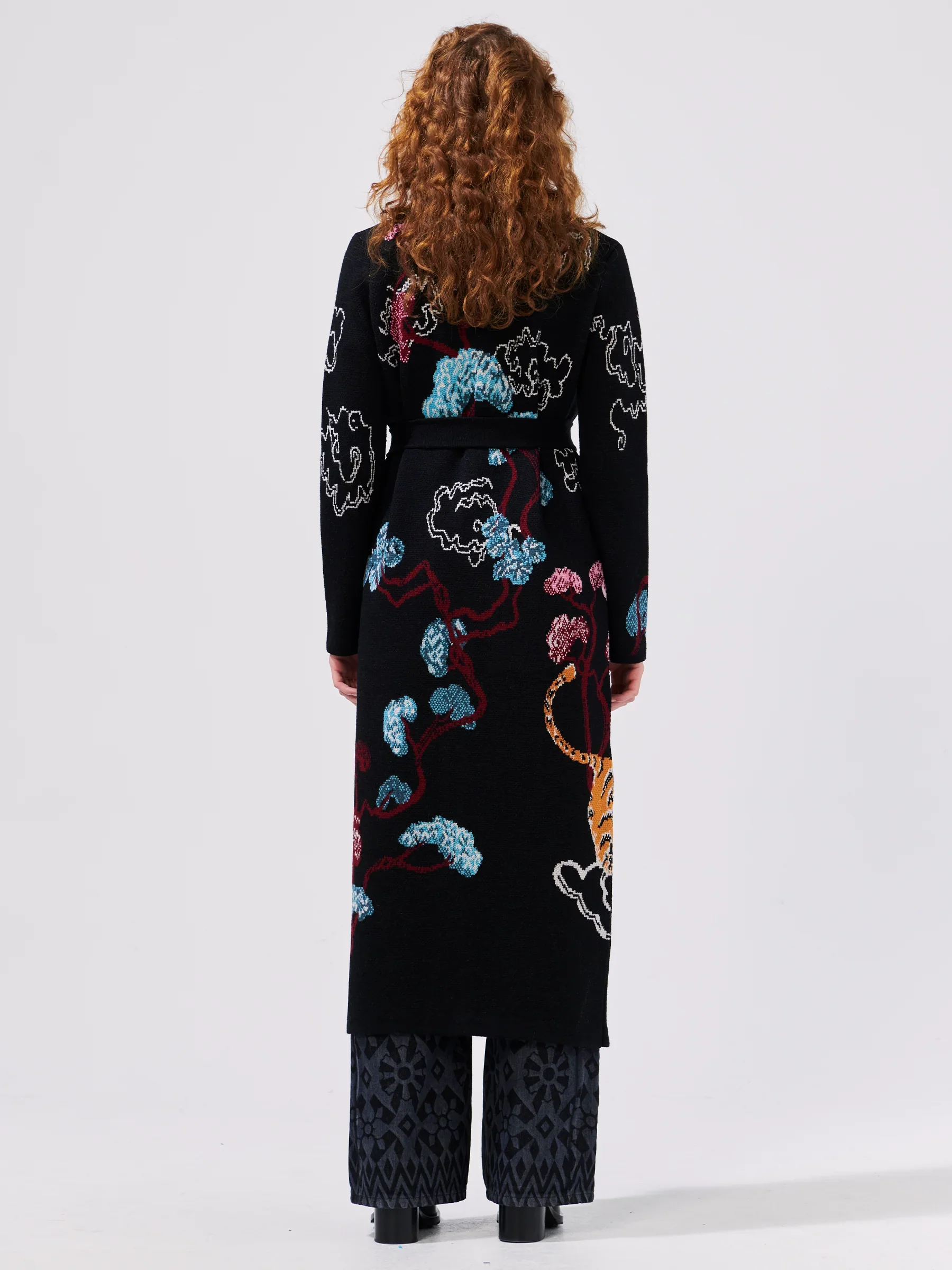 Courageous Tiger merino Jacquard Long Cardigan - Image 4
