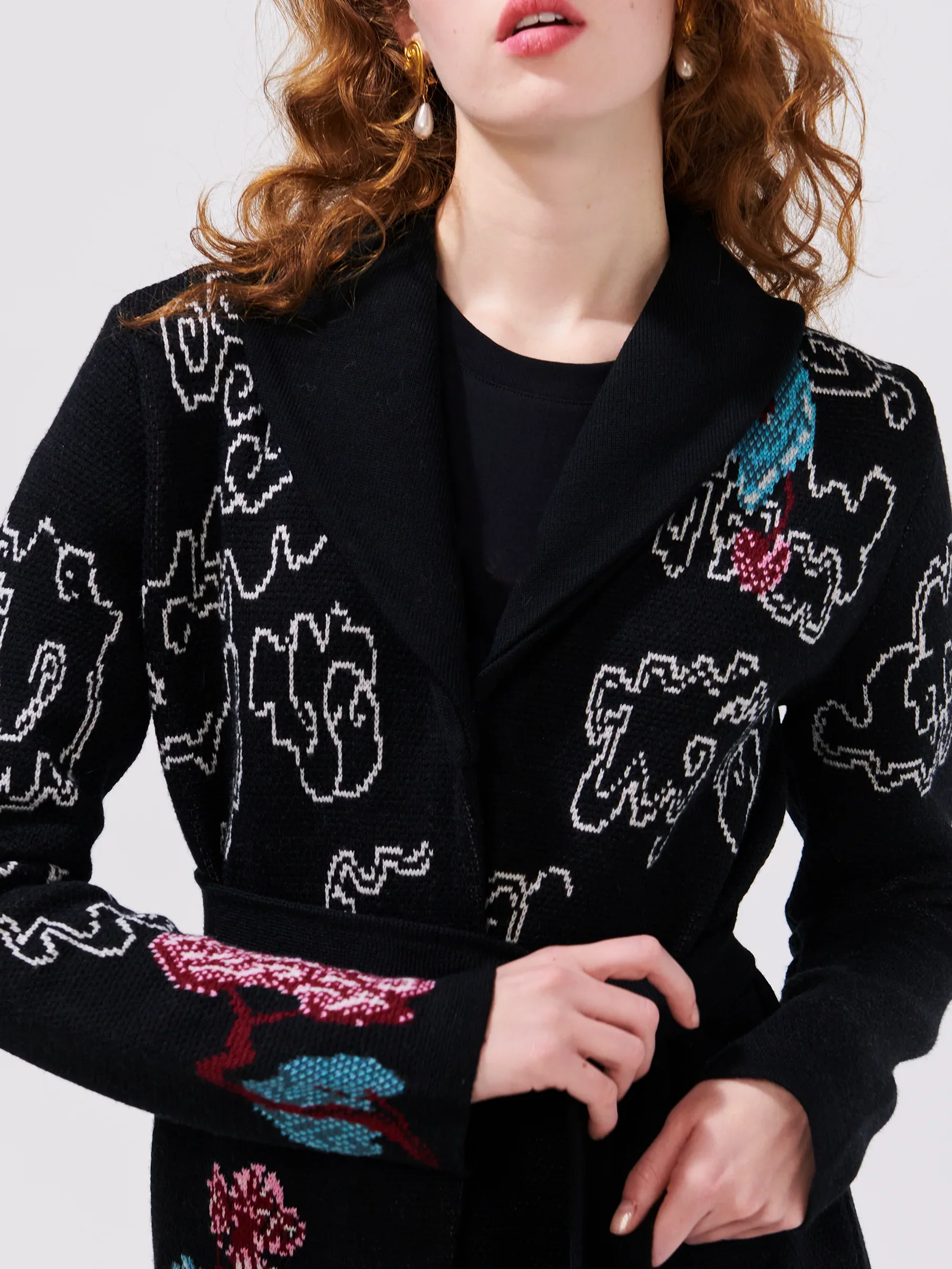 Courageous Tiger merino Jacquard Long Cardigan - Image 5