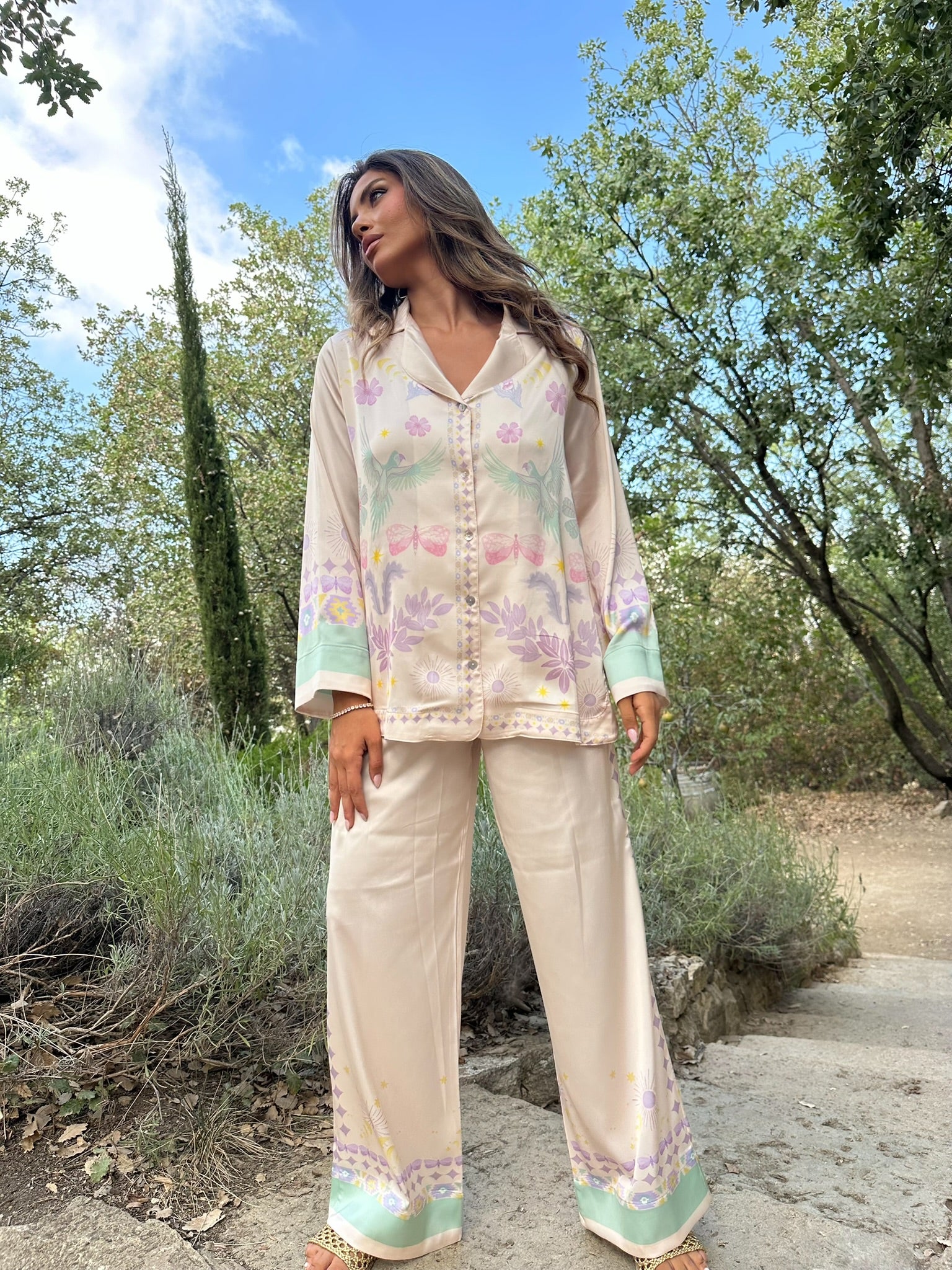 Luna Beige/Light Pink Pants Set