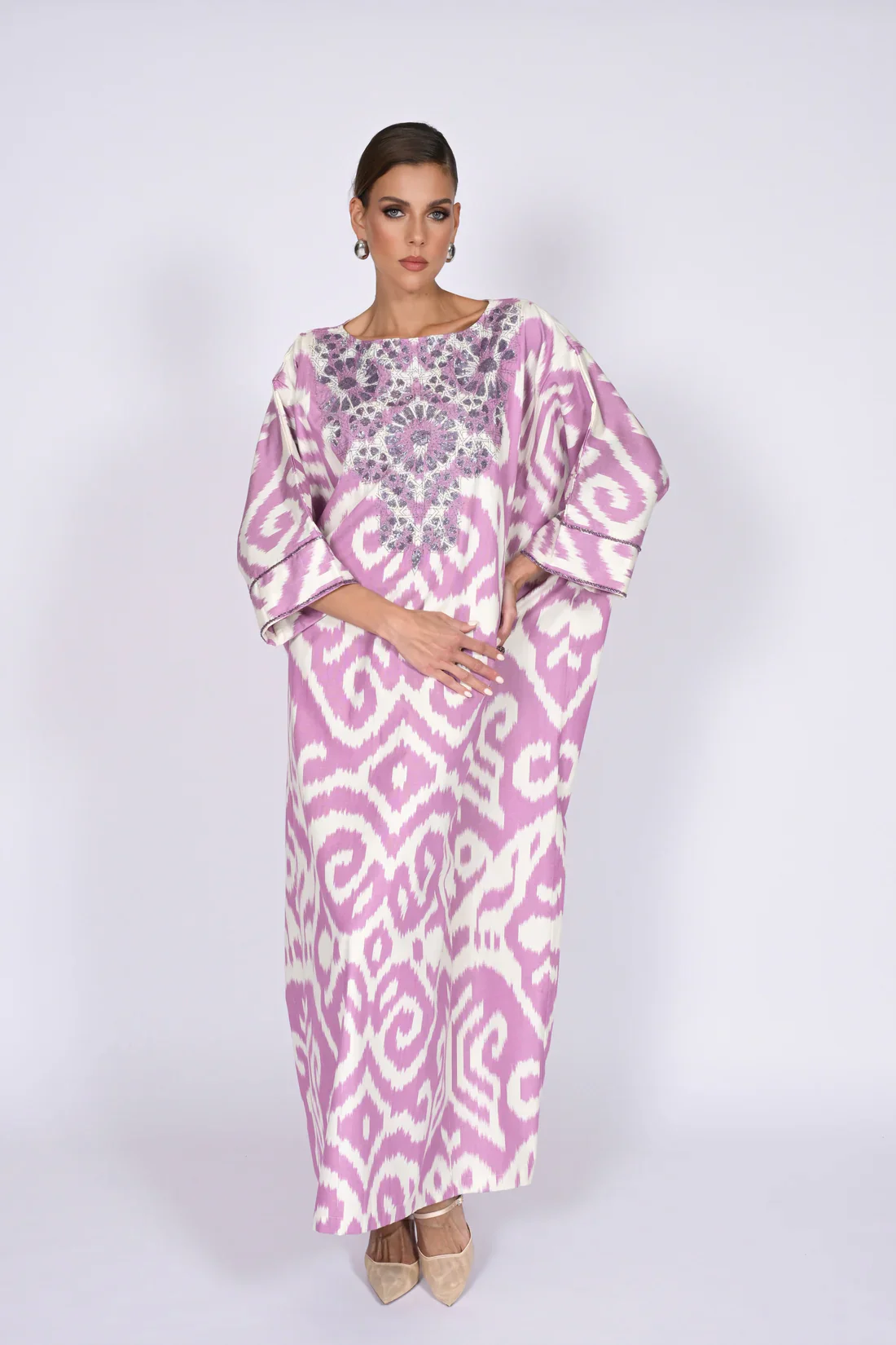 Magenta Madawi Ikat Kaftan - Image 7