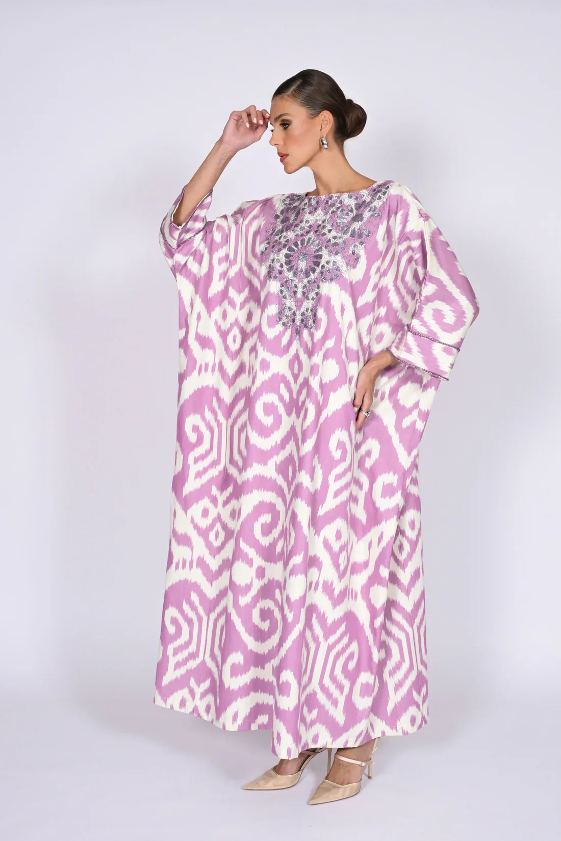 Magenta Madawi Ikat Kaftan - Image 9