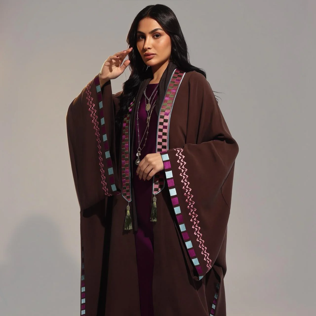 Mahogany Washed Silk Abaya - Image 7
