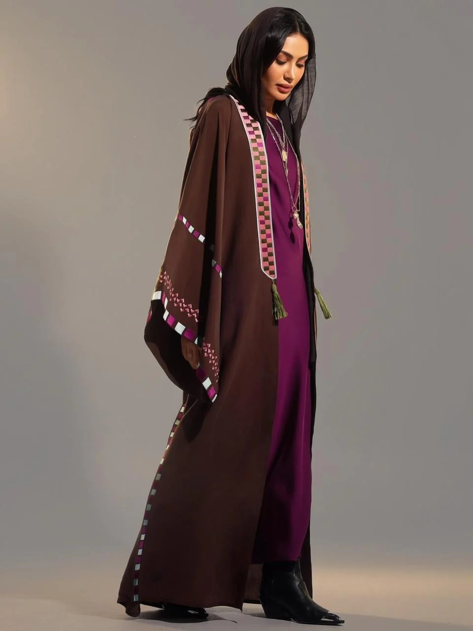 Mahogany Washed Silk Abaya - Image 8