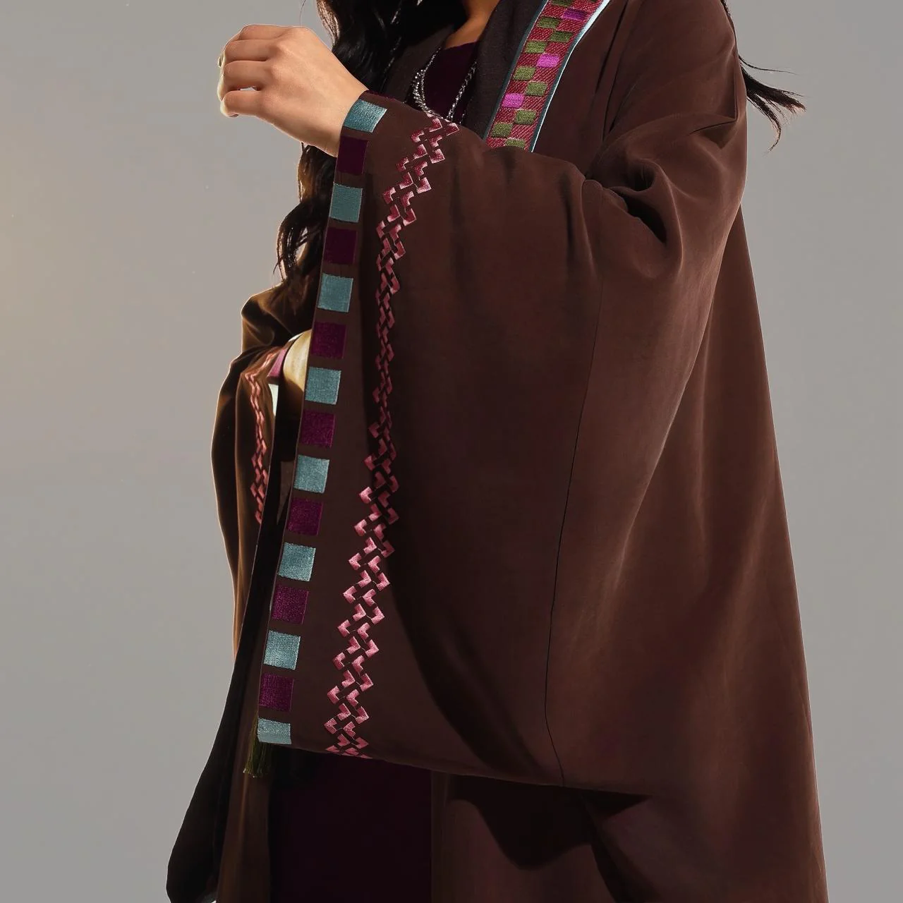 Mahogany Washed Silk Abaya - Image 9