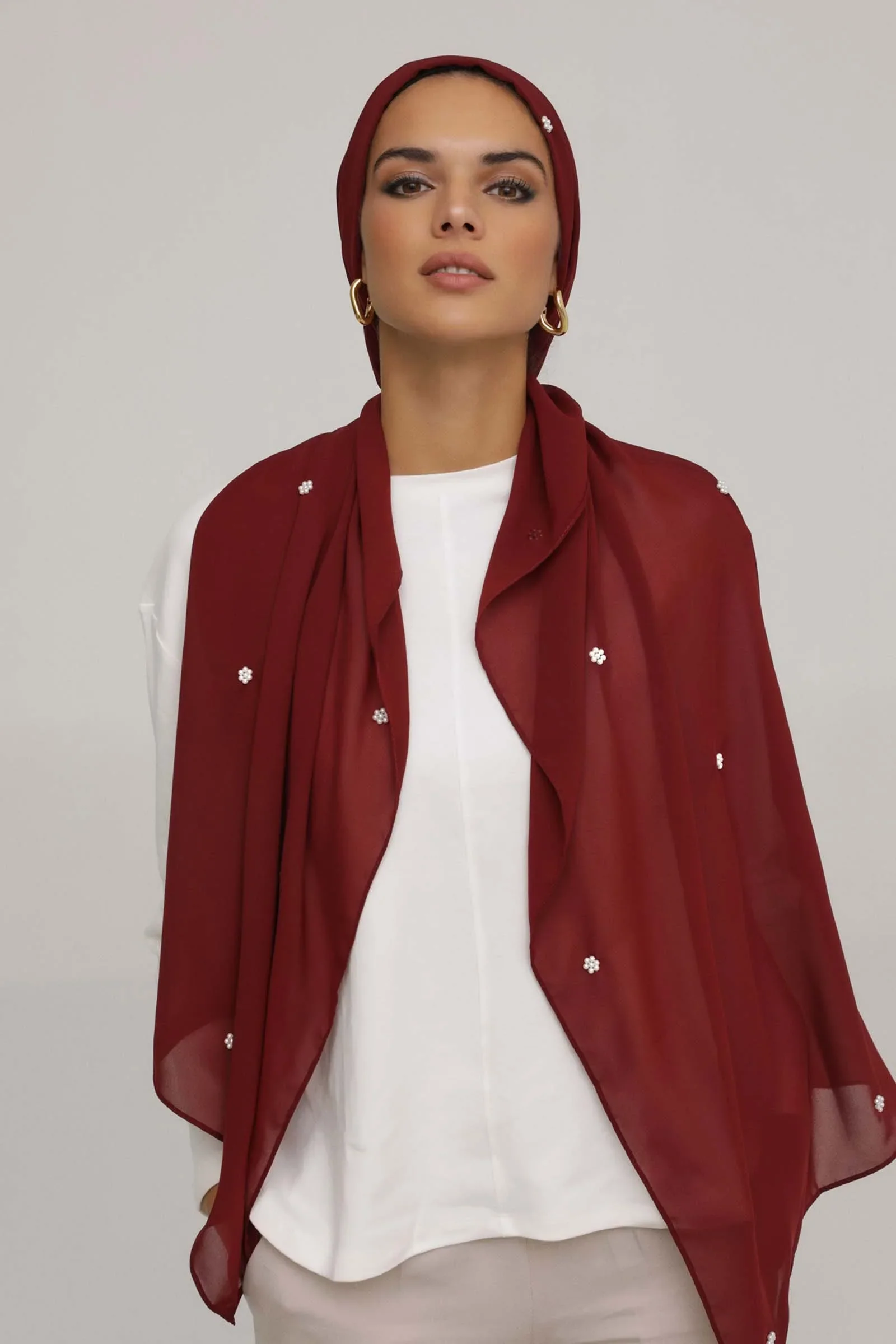 Maroon Red Pearl Tarha - Image 3