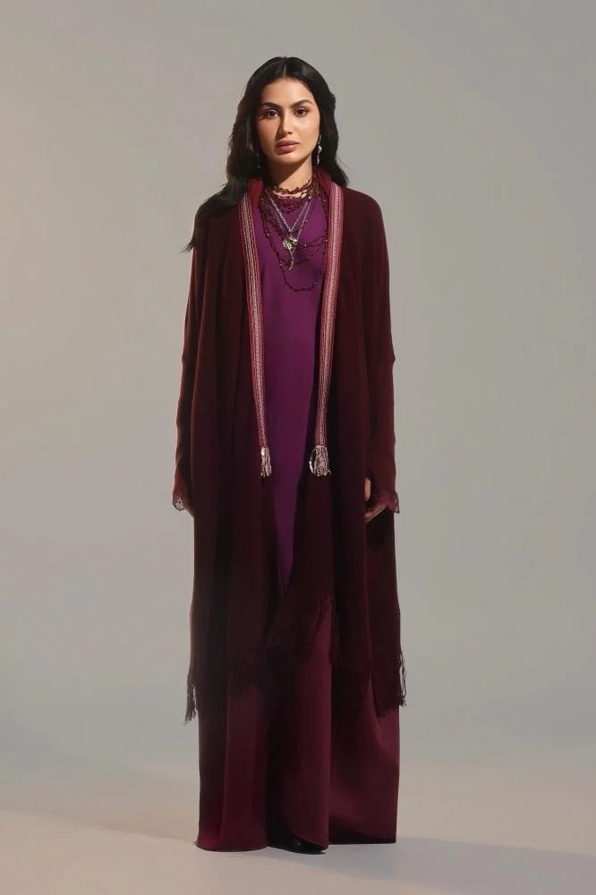Maroon Wool Signature Abaya