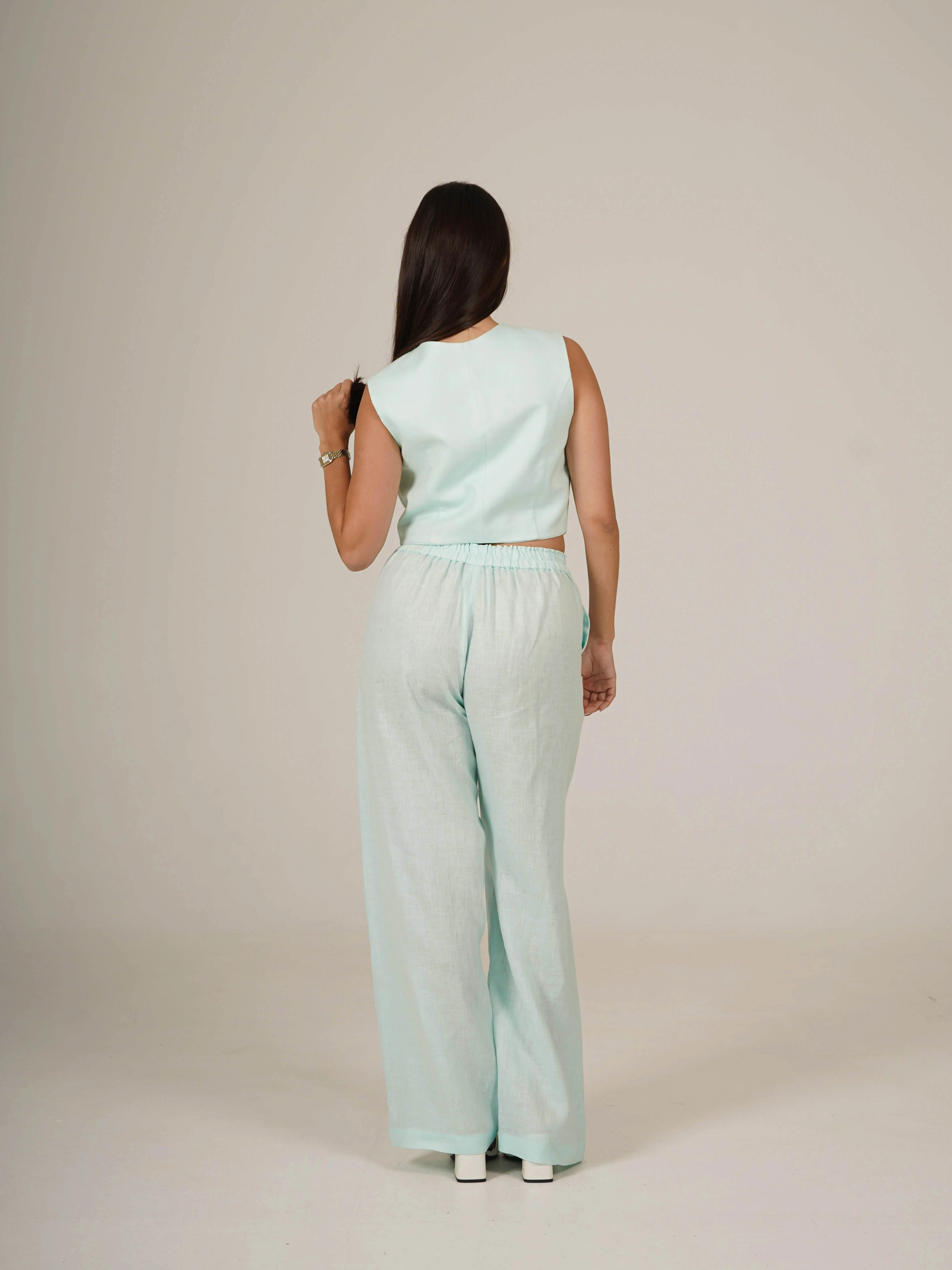 Mazarine Tiffany Blue Linen Set - Image 9