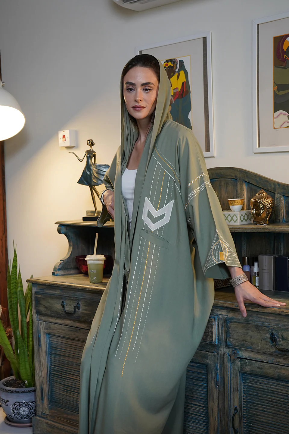 Mineral Grey Aina Abaya - Image 3