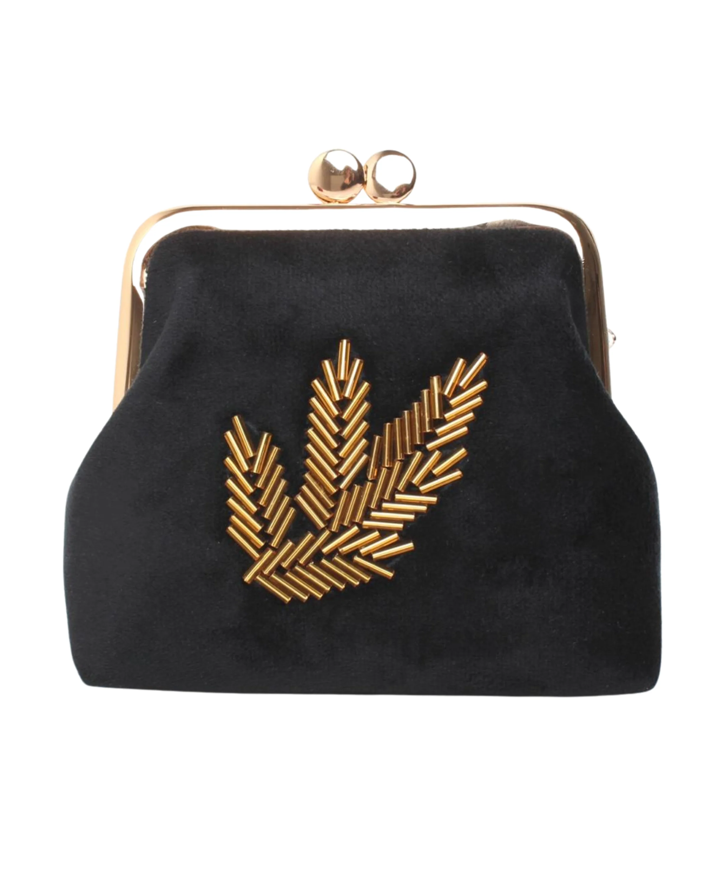 Mini Black Velvet Leaf Purse