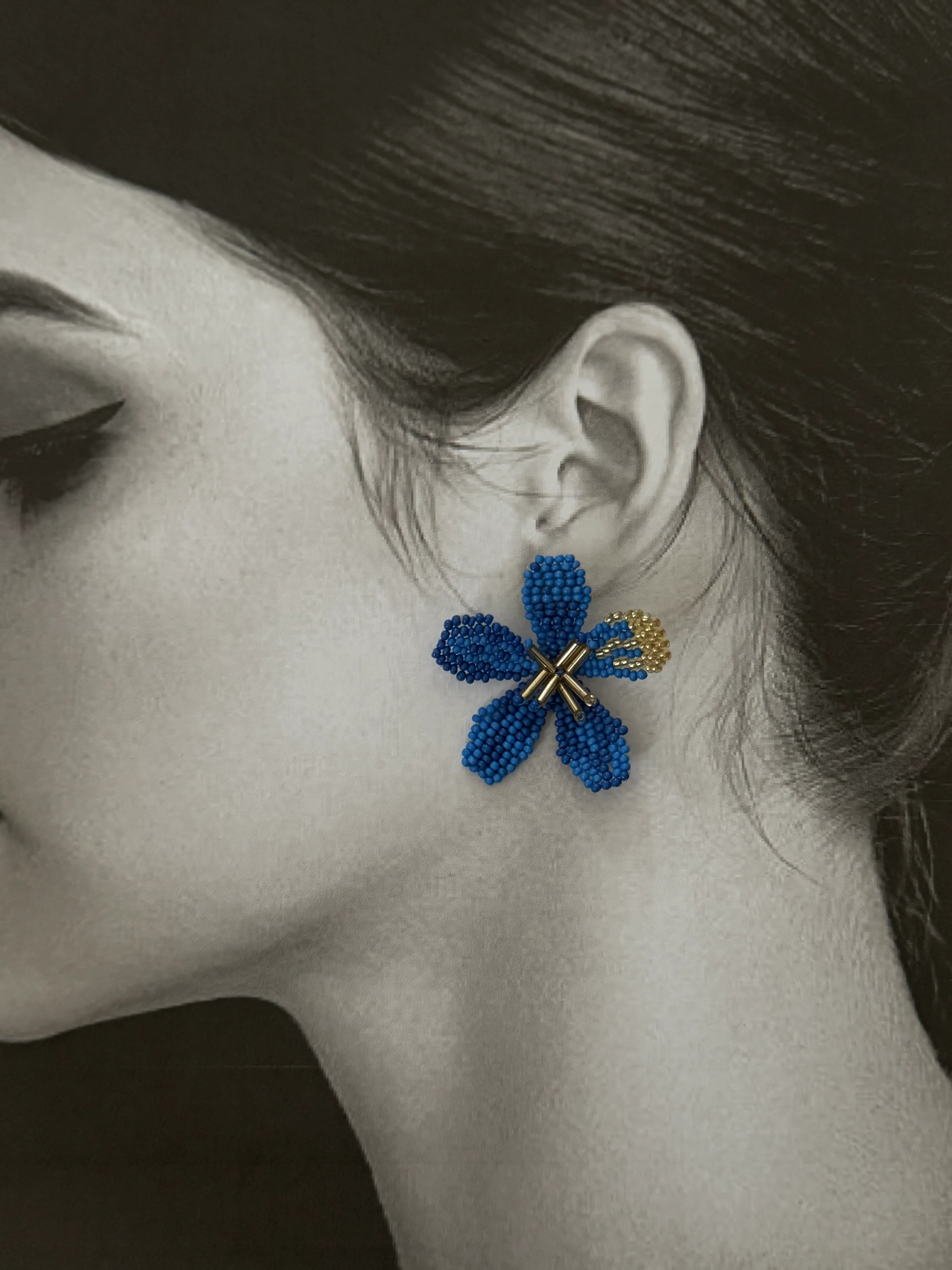Mini Blue Blossom Earrings - Image 2