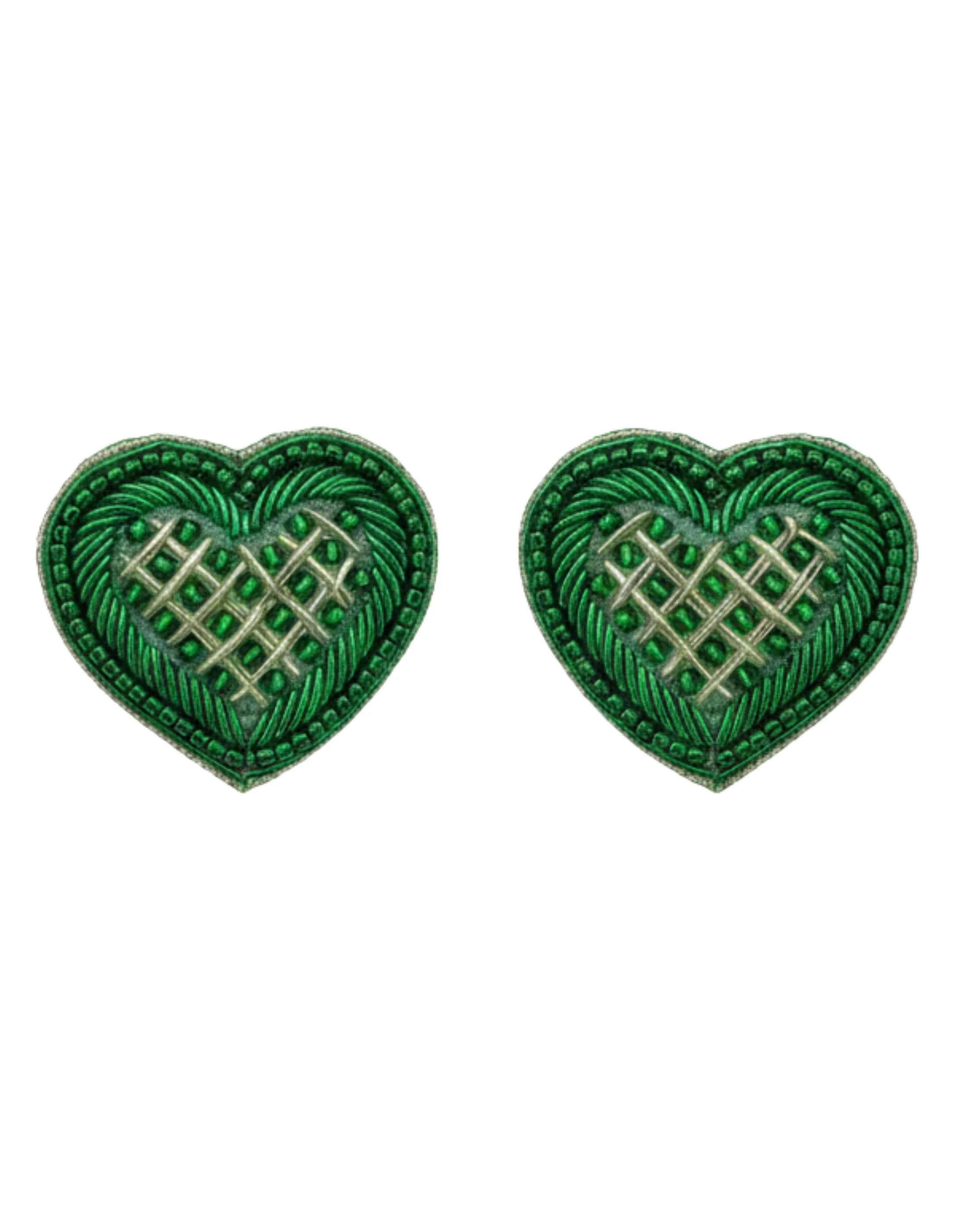 Mini Green Heart Earrings