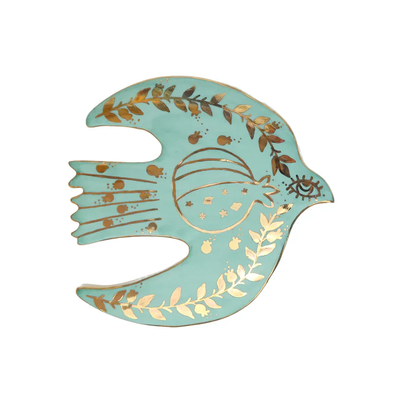 Dove of Light | Mint Gold Eye Ceramic Wall Dècor