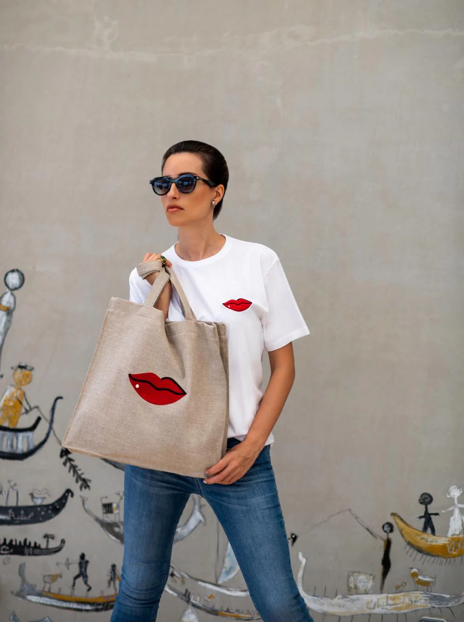 Red Lips White T-Shirt - Image 3