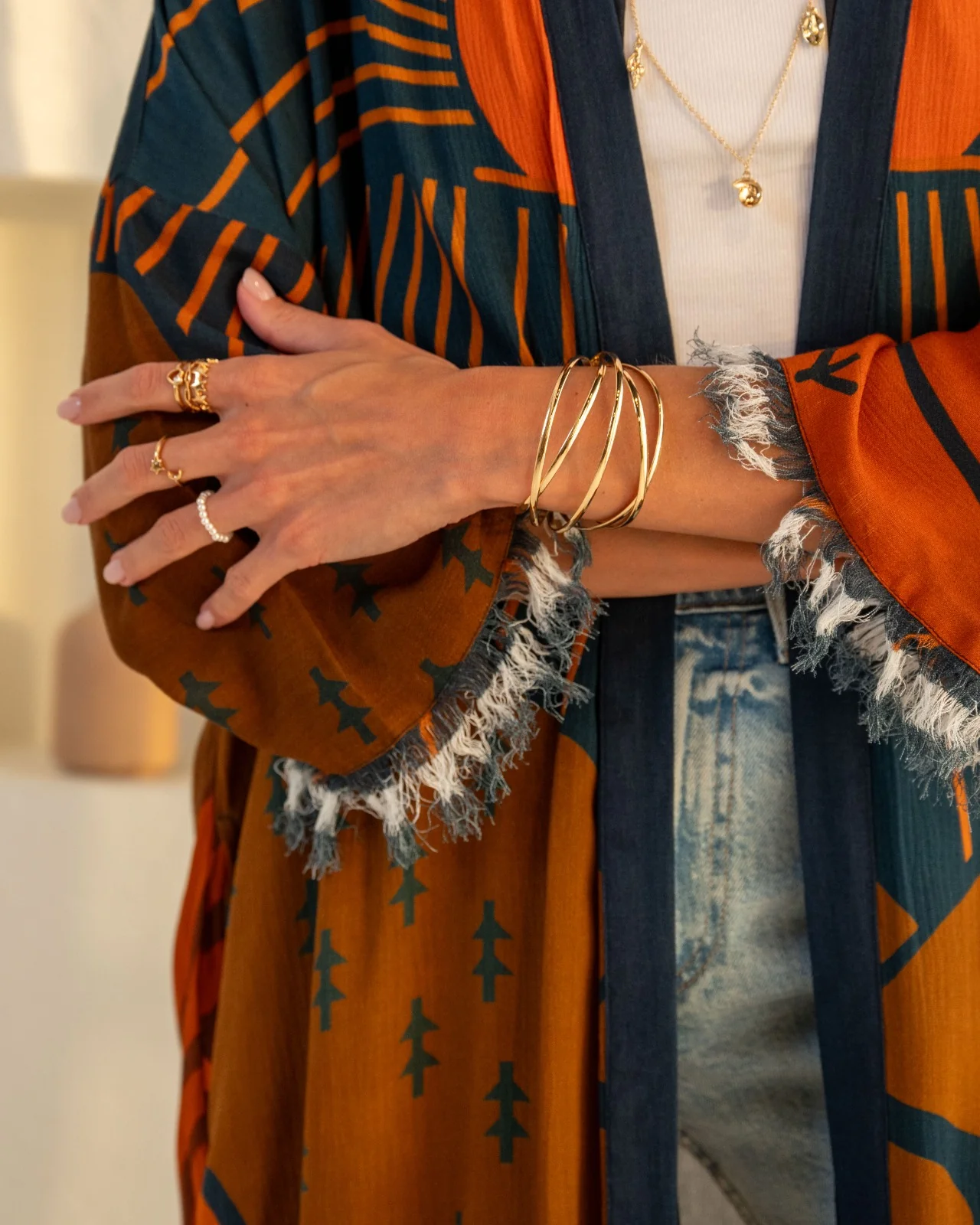Multicolor Kimono Abaya - Image 5
