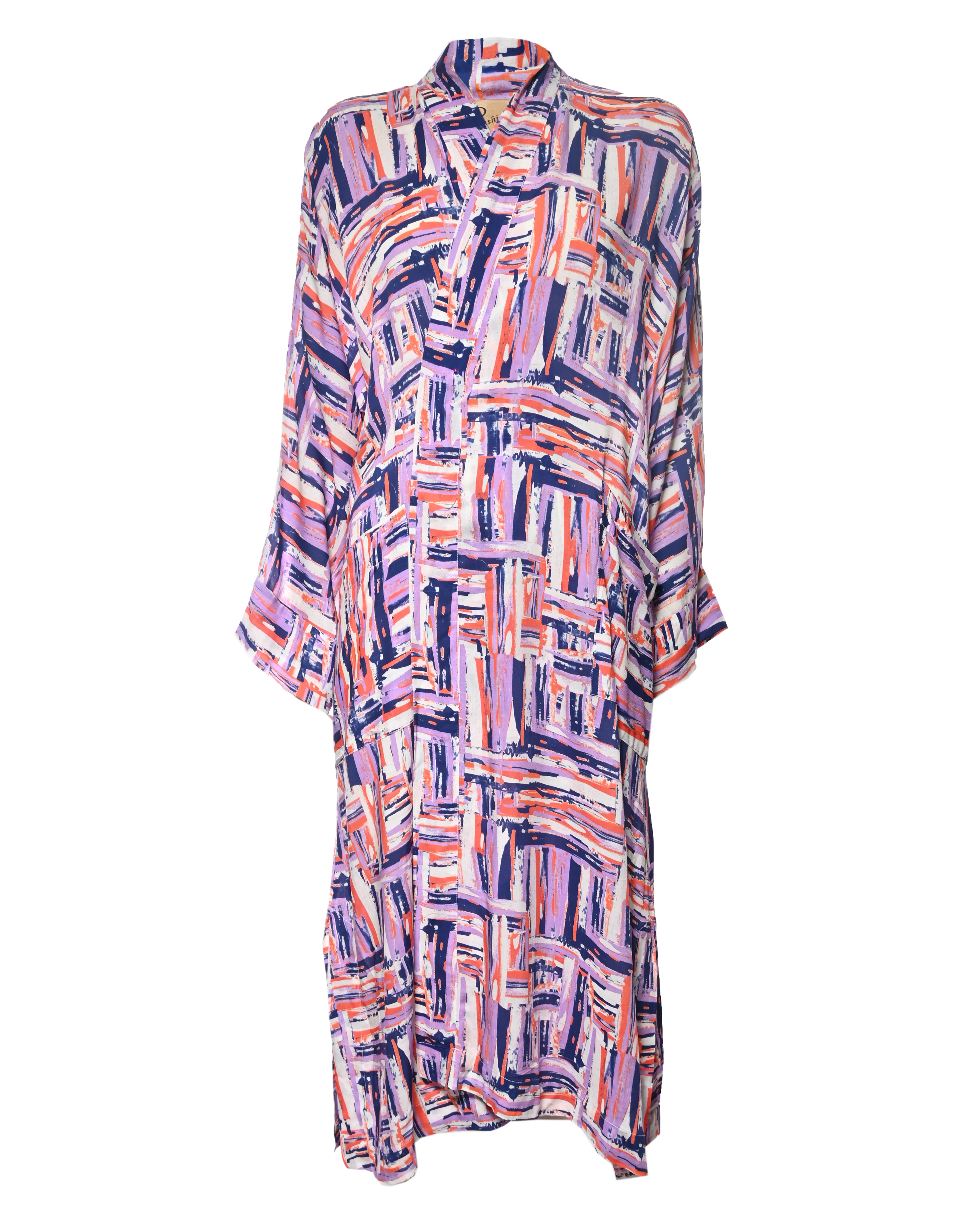 Multicolor Silk Kimono Abaya