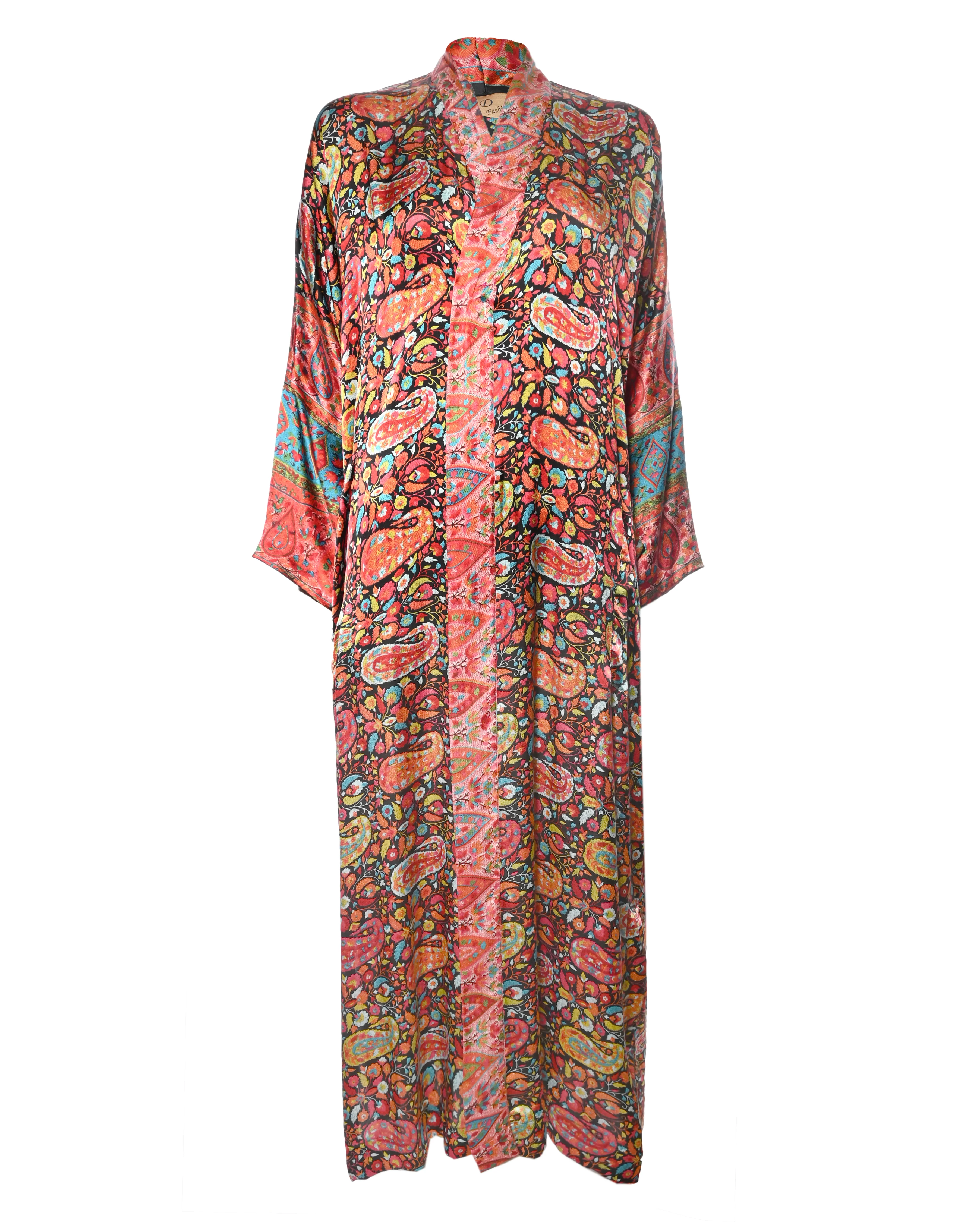 Multicolor Silk Kimono Abaya