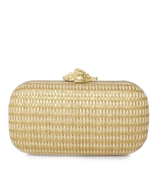 Murex Gold Straw Box Clutch