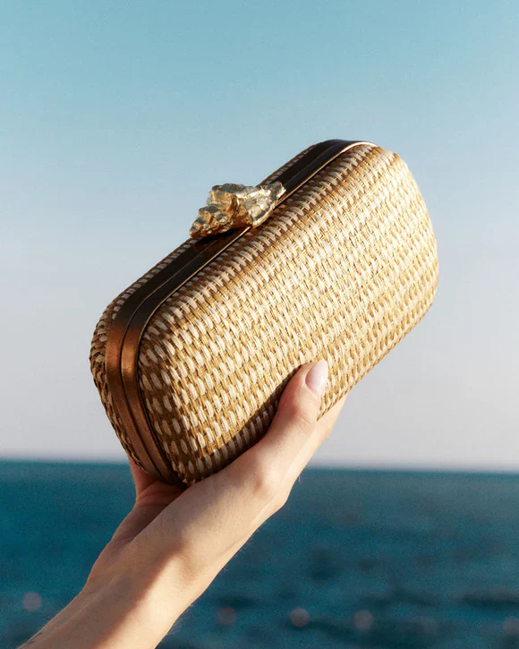 Murex Gold Straw Box Clutch - Image 2