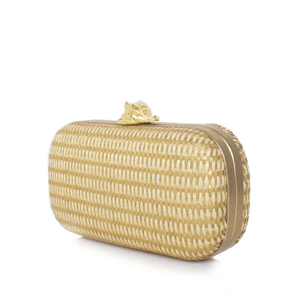 Murex Gold Straw Box Clutch - Image 3