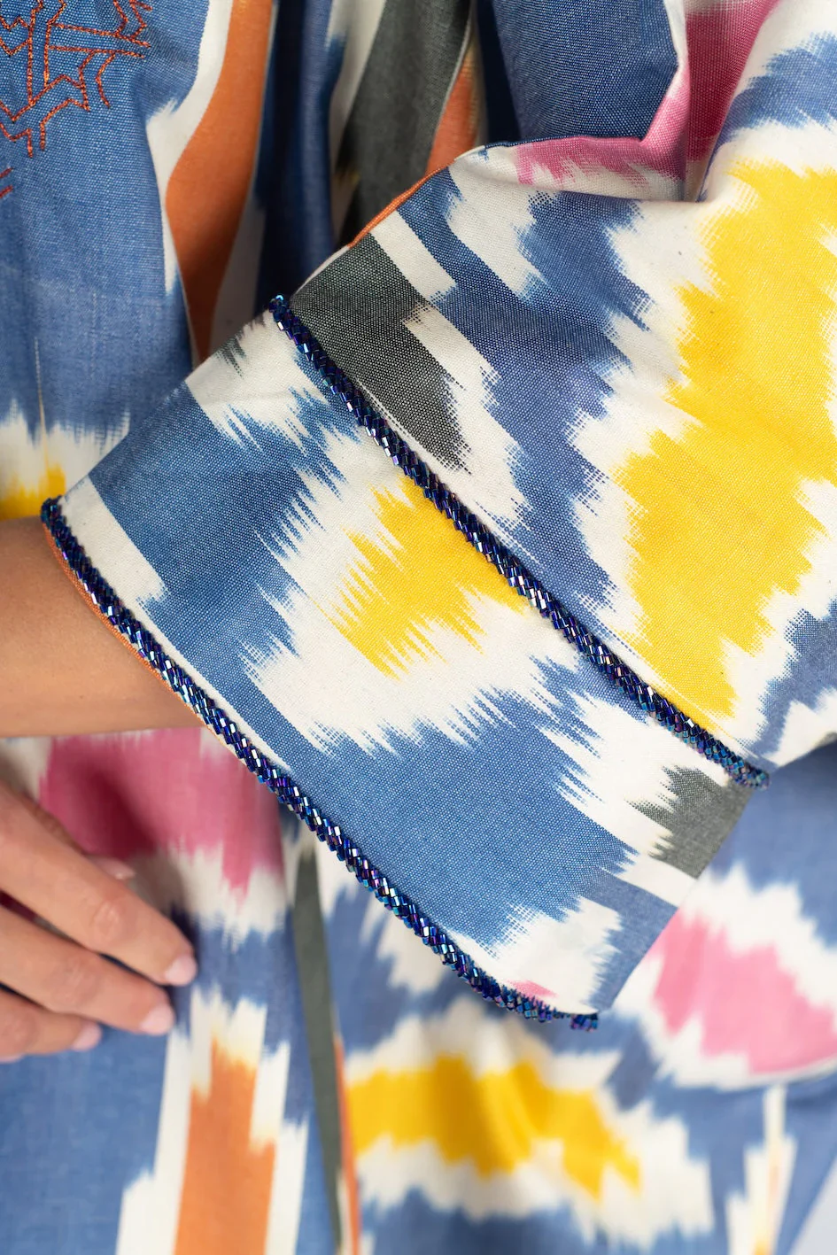 Blue Lozenge Darraa Ikat Kaftan - Image 4