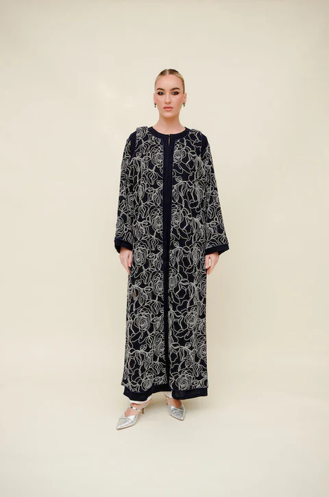 Navy Linen Abaya