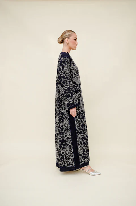 Navy Linen Abaya - Image 2