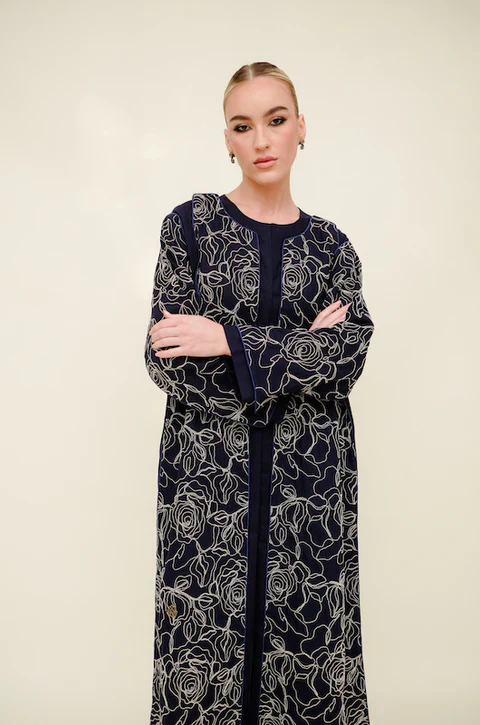 Navy Linen Abaya - Image 4