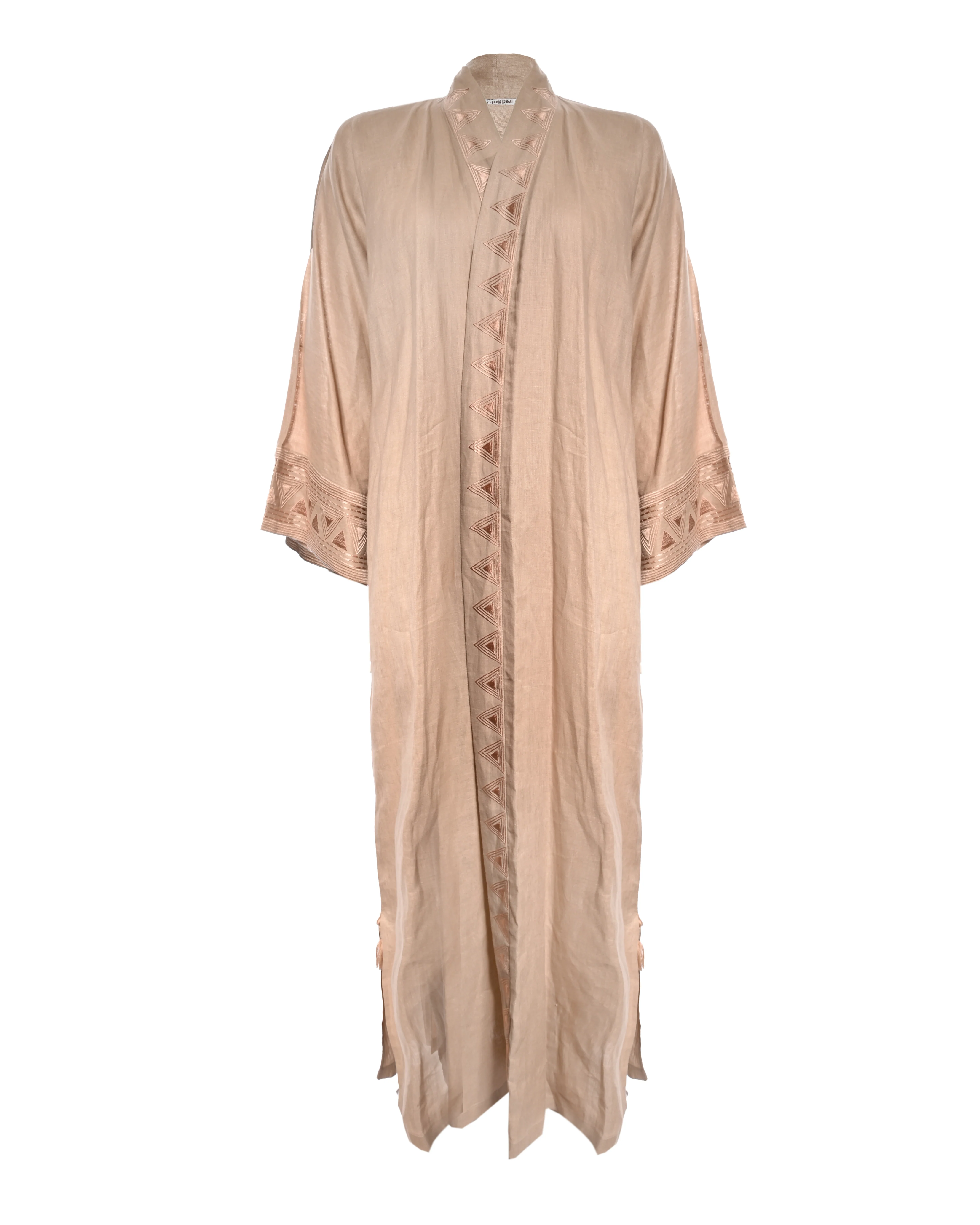 Nude Linen Embroidered Abaya