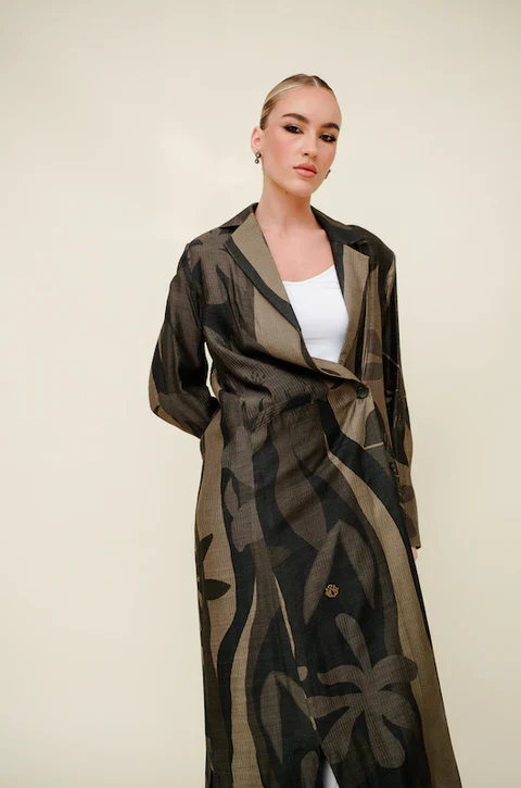 Olive Asymmetrical Cotton Abaya - Image 2