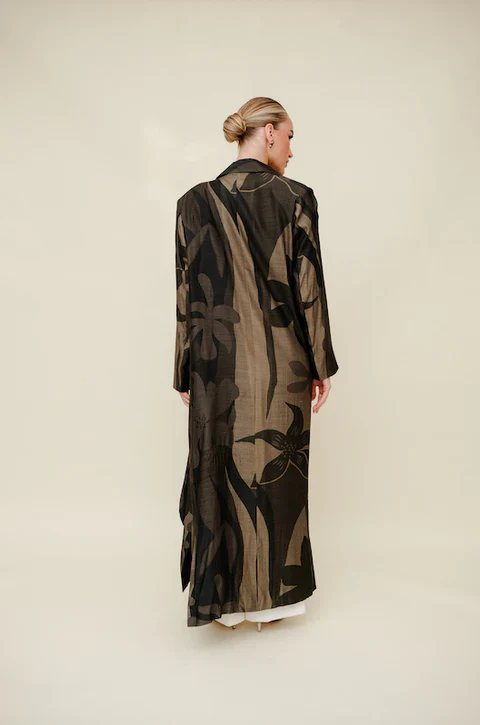 Olive Asymmetrical Cotton Abaya - Image 3