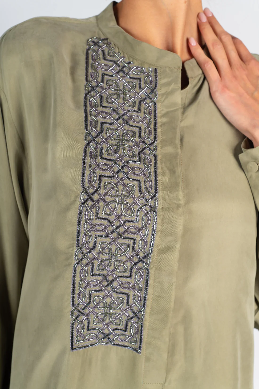 Olive Mao Washed Silk Kaftan - Image 2