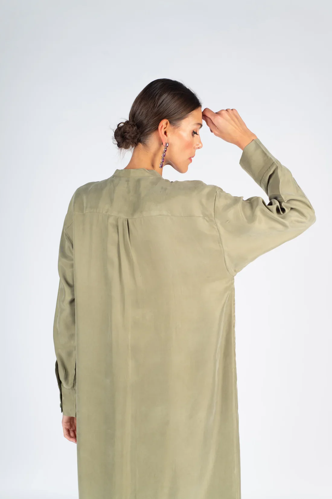 Olive Mao Washed Silk Kaftan - Image 3