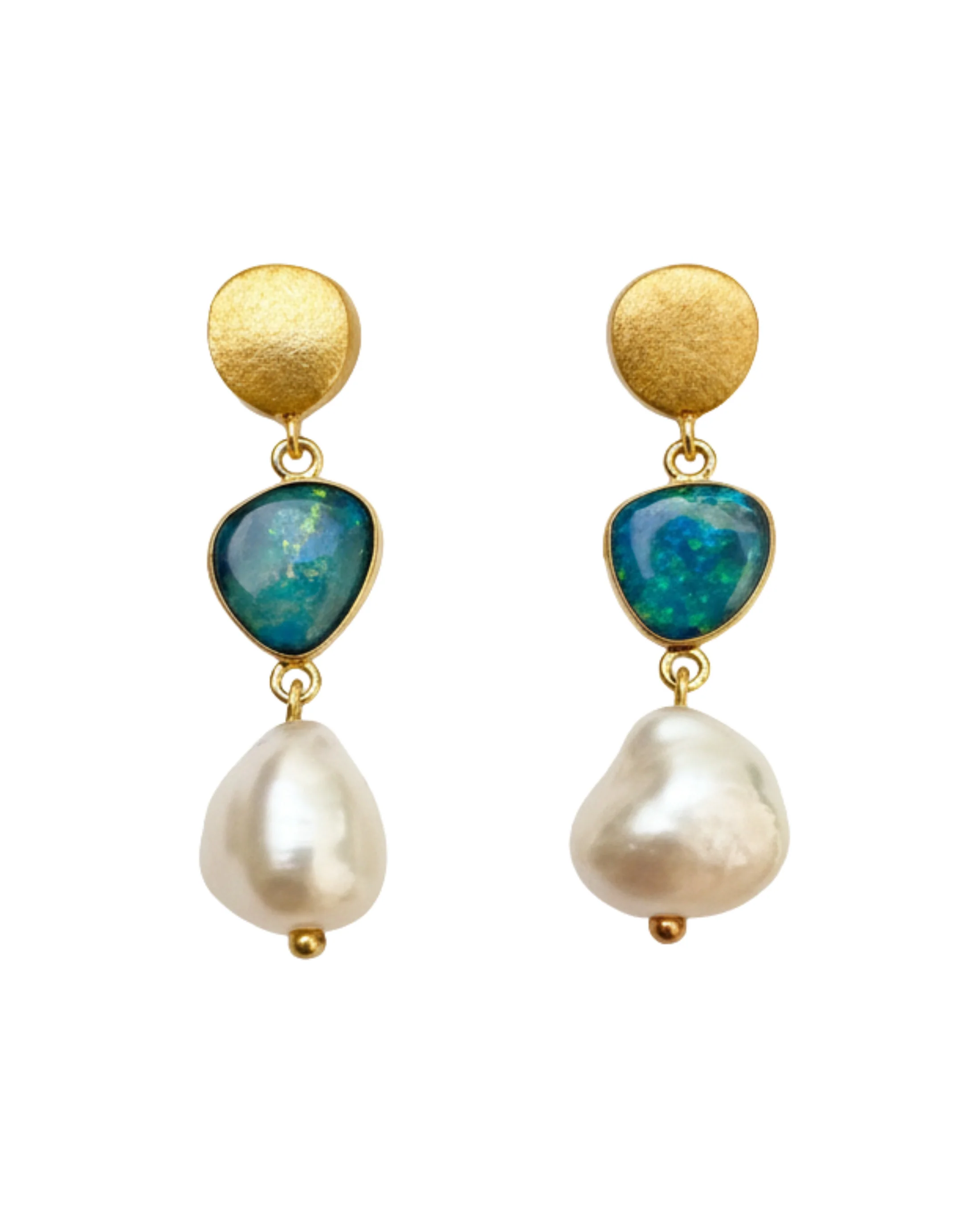 Opal with Keshi Pearl Drop Earring in 18K Gold