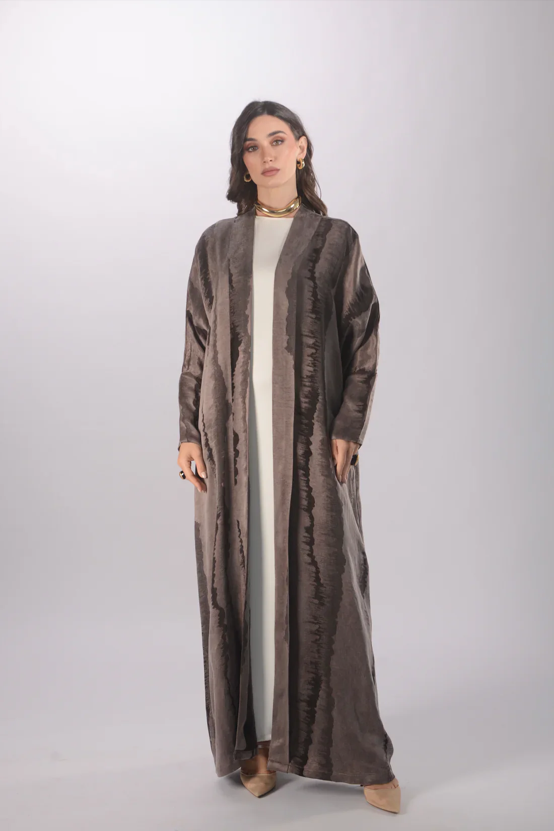 Opera Blush Abaya in Jacquard Washed Silk