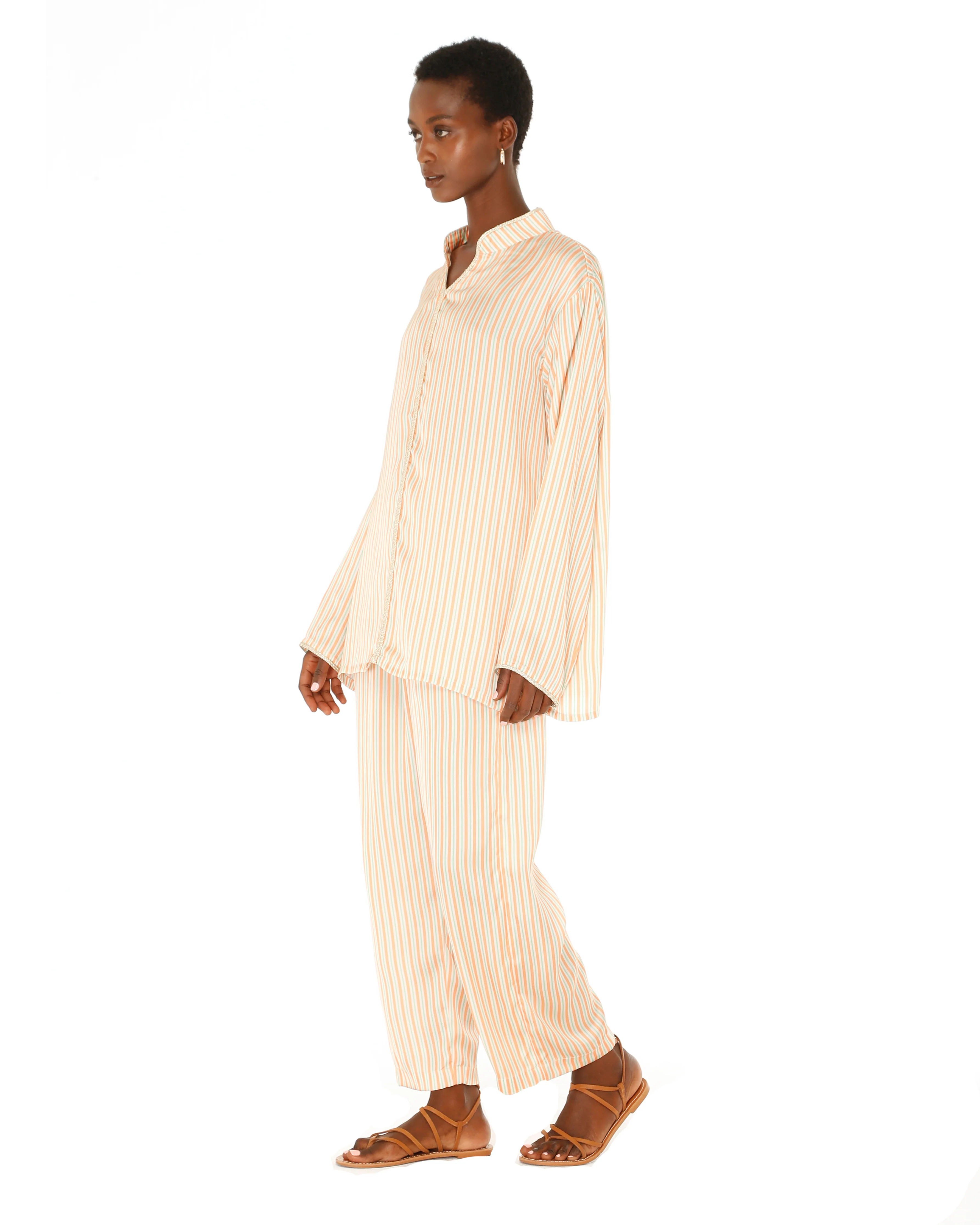 Orange Pinstripe Oriental Shirt - Image 2