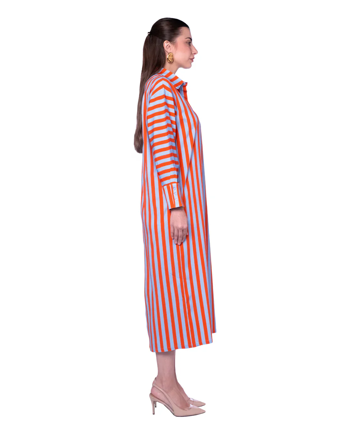 Orange Striped Alshafaq Dress - Image 2