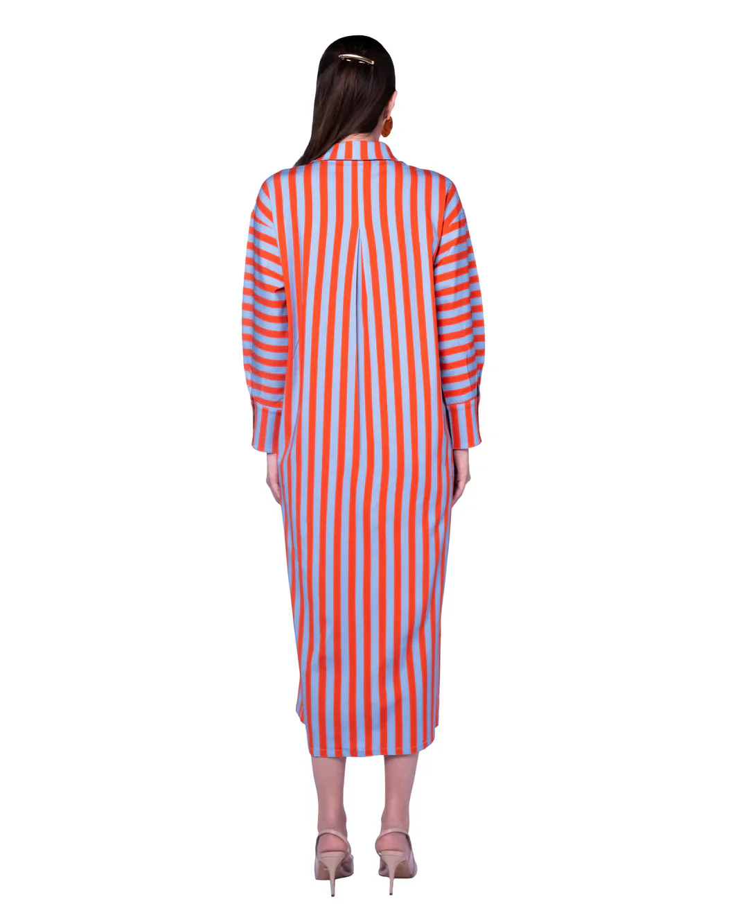 Orange Striped Alshafaq Dress - Image 3