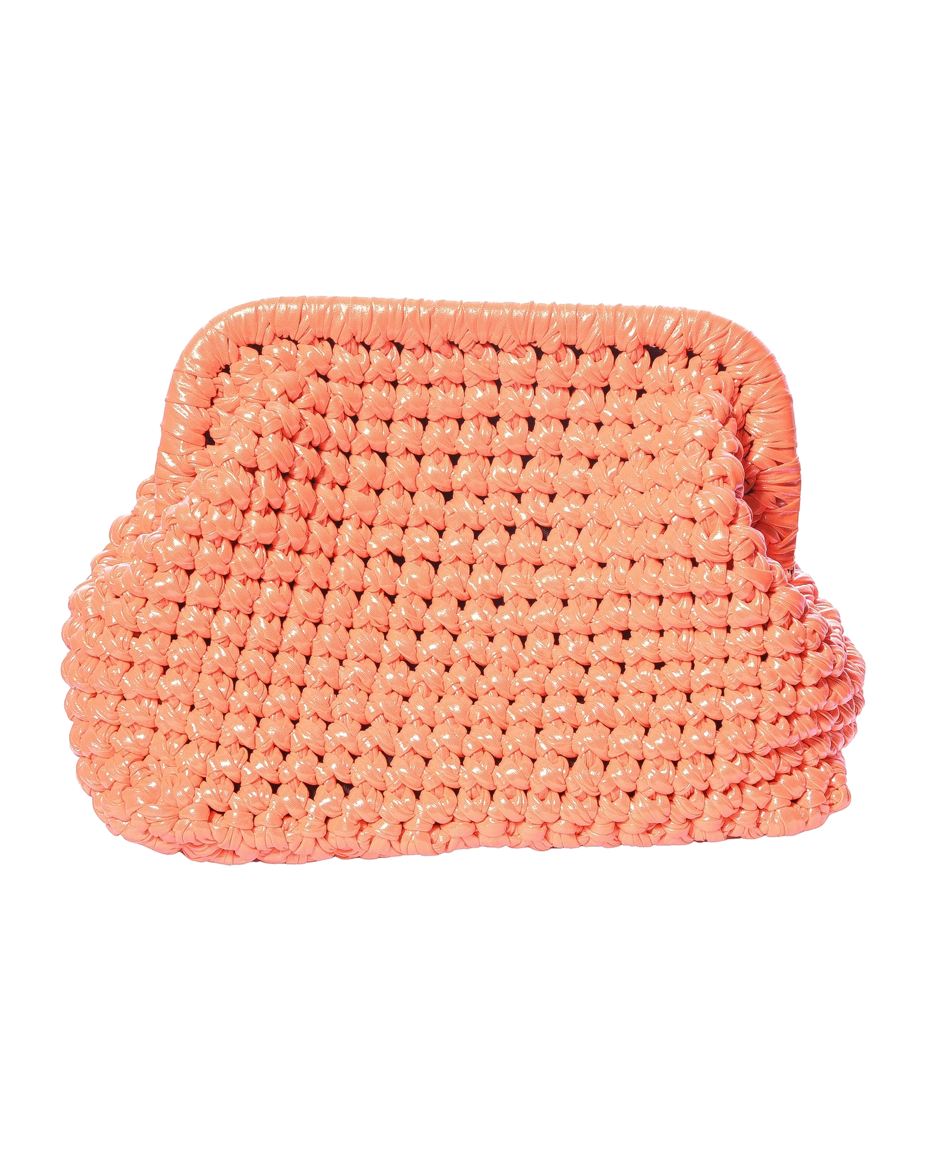 Handmade Phosphoric Orange Crochet Clutch Bag