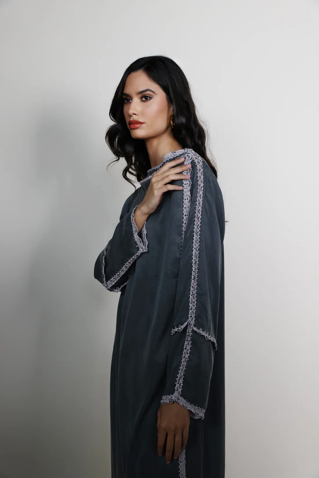 Pigalle Green Jacquard Abaya - Image 2