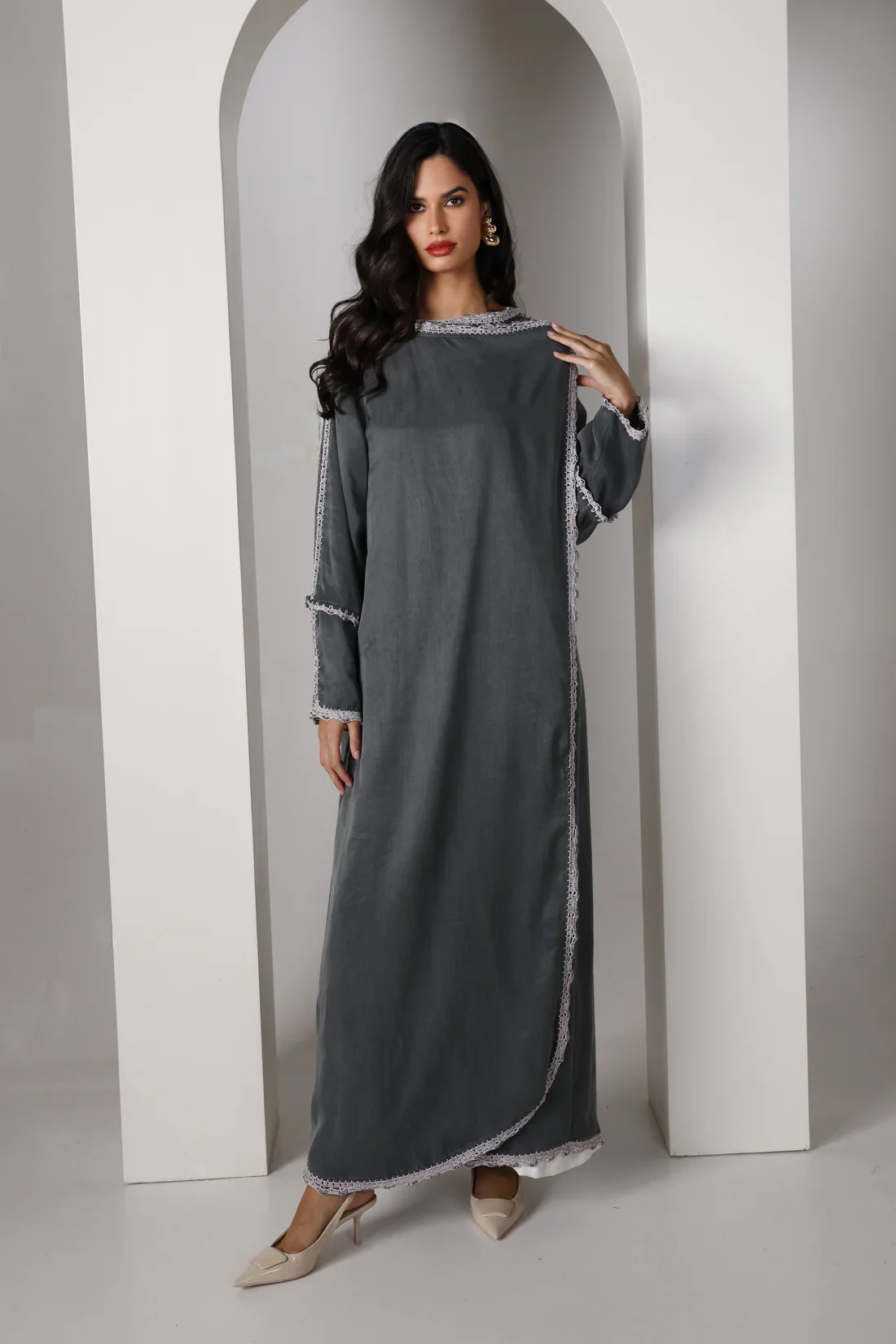 Pigalle Green Jacquard Abaya - Image 7