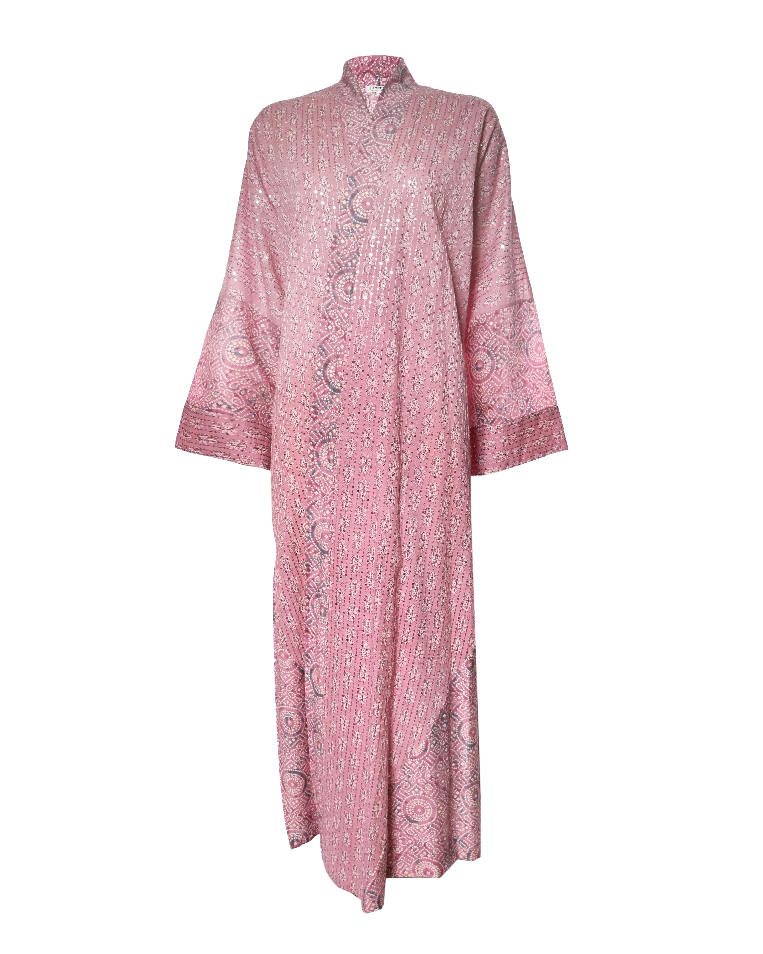 Pink Silk Embroidered Abaya