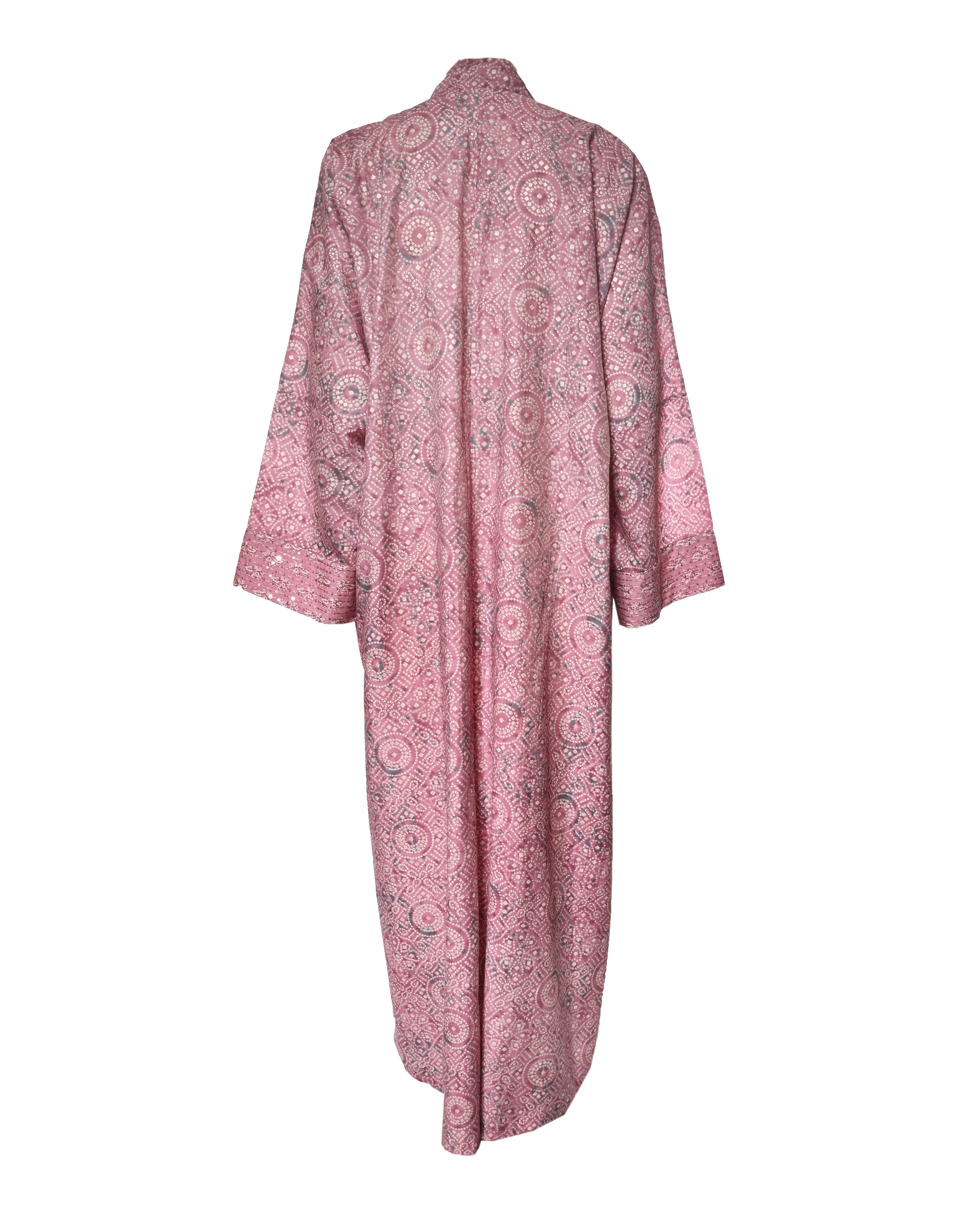 Pink Silk Embroidered Abaya - Image 8