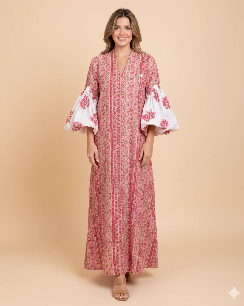 Pink/White RAÏ Ramadan Kaftan